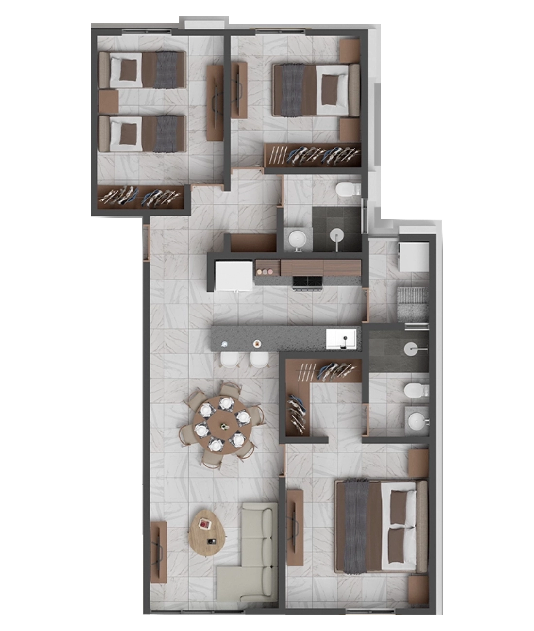 Floorplan 3 recámaras Valmira Living
