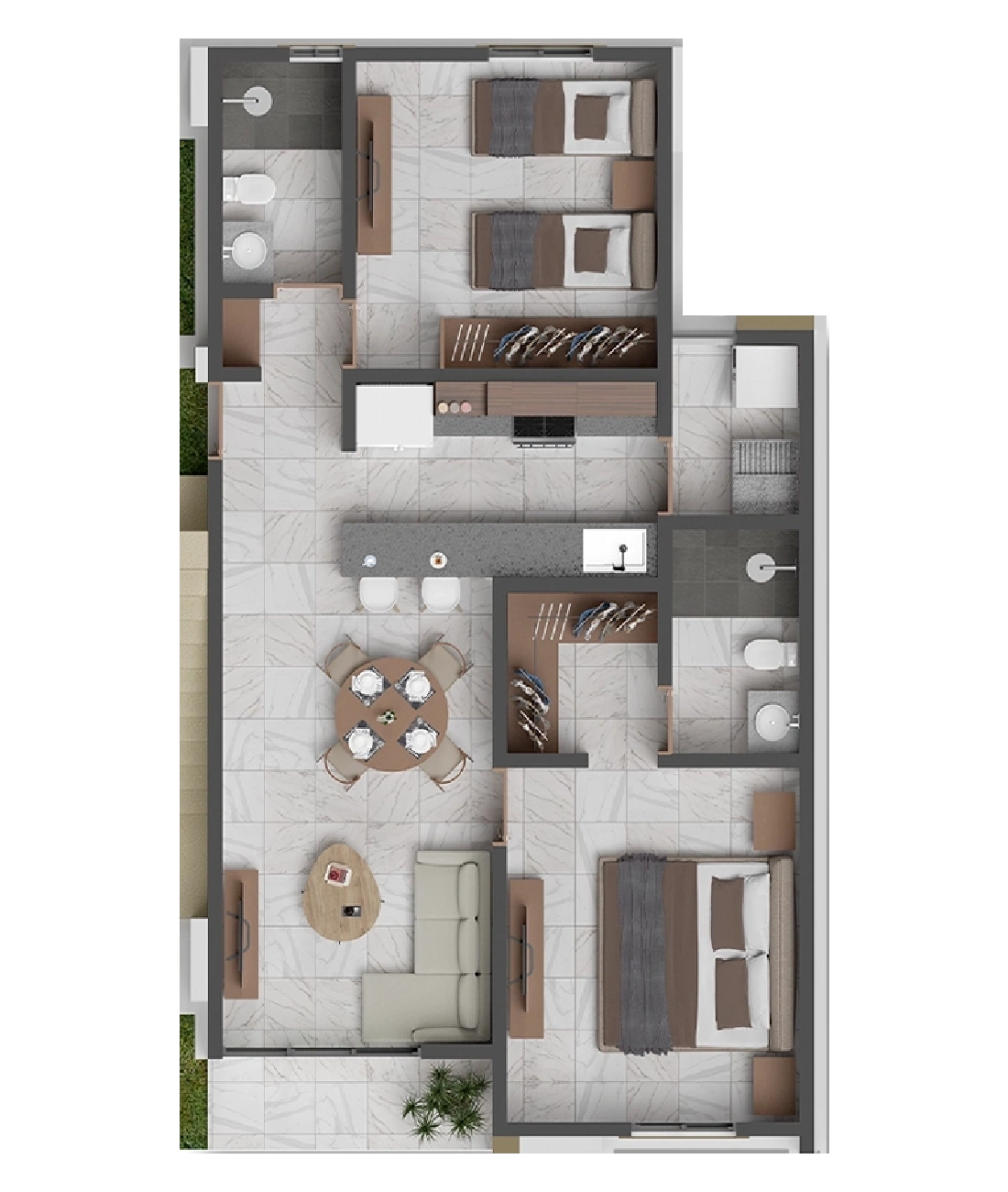 Floorplan 2 recámaras Valmira Living